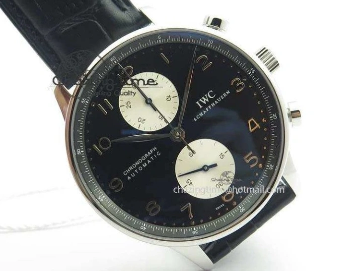 MIROTIME 0217 Modern Portuguese IW371404 ZF V3 1:1 Best Edition SS Black Dial On Black Leather Strap A 7267